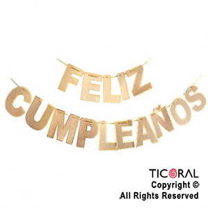 BANDERIN FELIZ CUMPLEAOS LETRAS KRAFT CON GUARDA STAMPING x 1